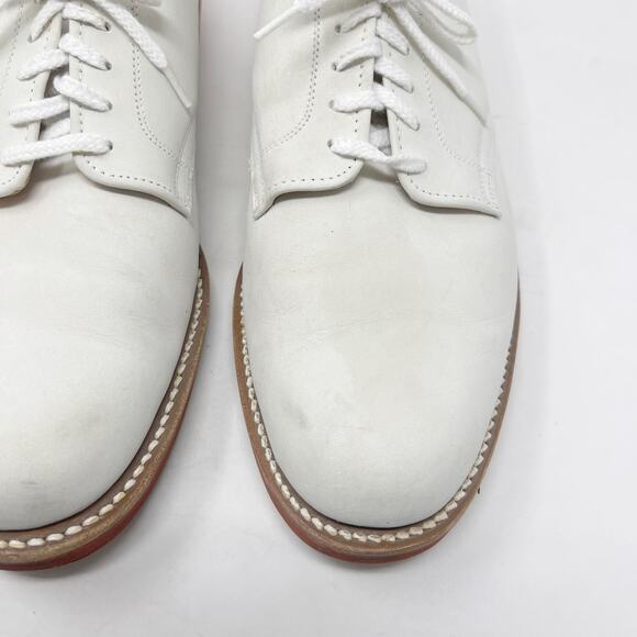 Mark Shale Mens Size 9.5 White Leather Oxford Dress Shoes Lace Up Almond Toe - Picture 7 of 14